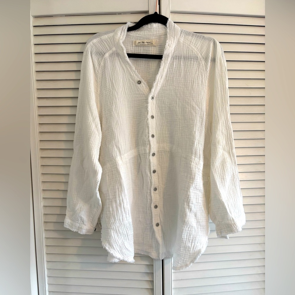 Free People We The Free Summer Daydream Gauzy Button Down Shirt - Size XS